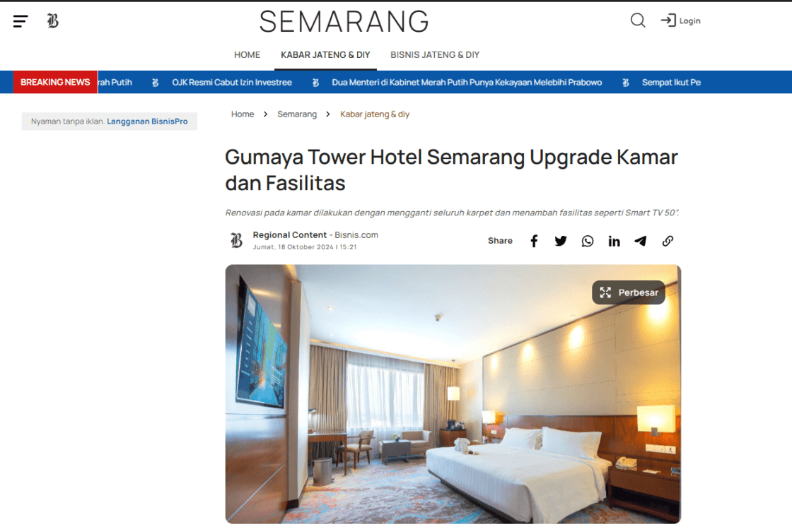 Gumaya Tower Hotel Semarang Upgrade Kamar dan Fasilitas Banner